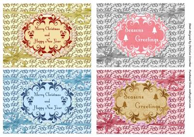 Four Pastel Christmas Greeting Toppers