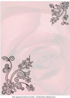 Faded Rose with Black Tulle Lace Corners - Red