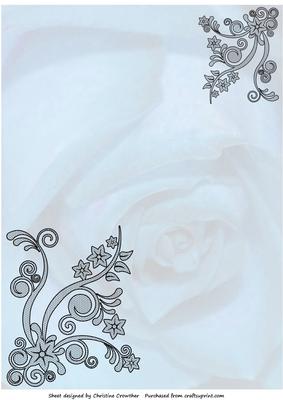 Faded Rose with Black Tulle Lace Corners - Blue