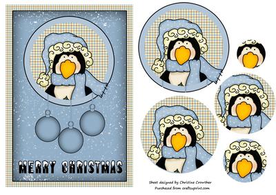 Merry Christmas Penguin with Baubles Circular Pyramid