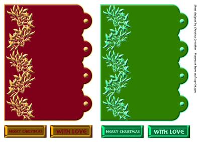 Green and Red Christmas Scallop Card Fronts with Sentiments