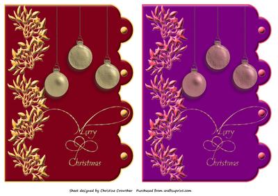 Red/gold & Purple/pink Christmas Scallop Quick Card Fronts
