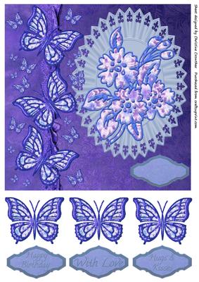 Applique Flowers & Butterflies on Blue