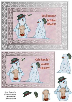 Saucy Mrs & Mrs Snowman Cold Hands Warm Heart!
