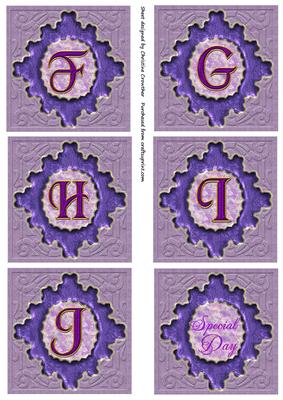 Square or Fancy Monograms F g H I J Special Day Purple