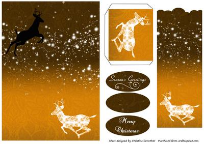 Golden Reindeer Bookmark Card