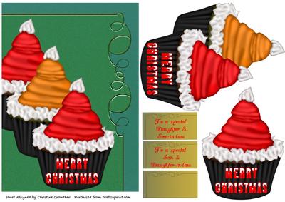 Santa Hat Cupcake Decoupage Daughter Son in Law