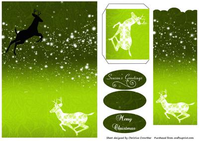 Green Reindeer Bookmark Card