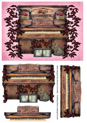 Pretty Music Lover Rose Embellished Piano Decoupage