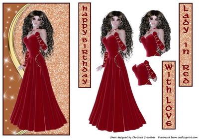 Lady in Red Brunette - Birthday with Love
