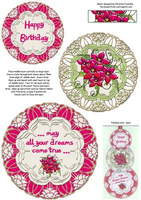 Hot Pink Floral Swivel Trio Card