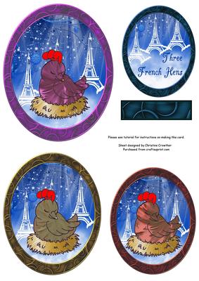 Tres Chic Three French Hens Swivel Quad Card