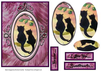 Sweethearts Forever Silhouette Cats - Love, Anniversary