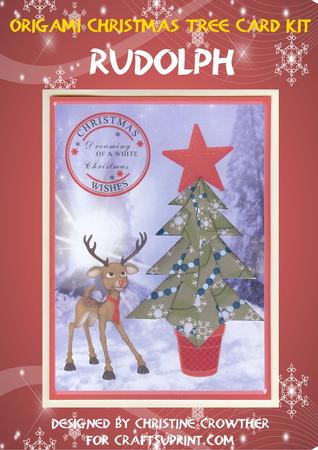 Origami Christmas Tree Card Kit - Rudolph