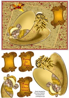 Golden Christmas Mouse Waiting for Santa Step by Step
