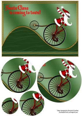 Penny Farthing Santa Claus is Coming to Town Circle Pyramid