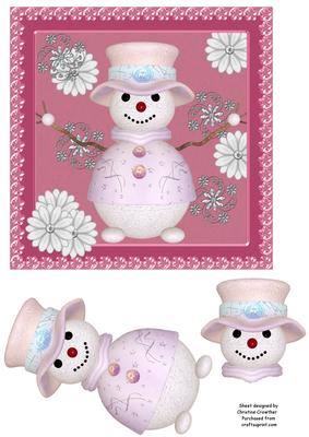 Happy Snowman in the Pink Step by Step