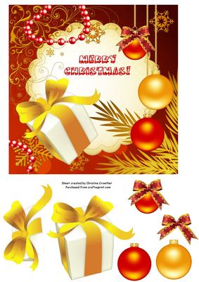 Christmas Collage 1 Red Gold Cream
