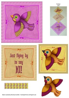 Flying by to Say Hi! Swivel Trio Card
