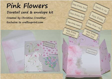 Pink Flowers Dovetail Card & Envelope Kit