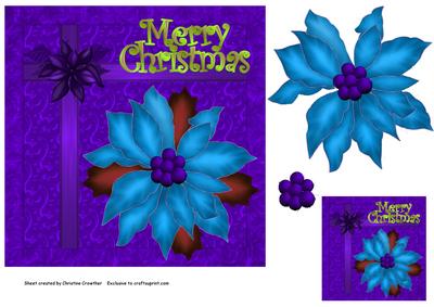 Vibrant Christmas Poinsettia in Purple and Blue