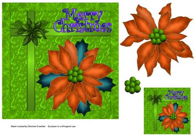 Vibrant Christmas Poinsettia in Green and Gold
