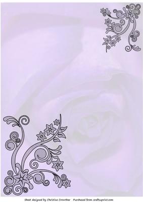 Faded Rose with Black Tulle Lace Corners - Lilac