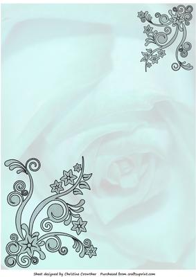 Faded Rose with Black Tulle Lace Corners - Green