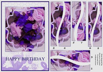 Purple Birthday Roses Card with Wavy Spiral Edge Stacker