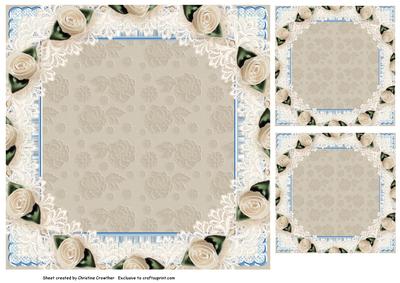 Blue Treasure Box with Satin Rose Surround Insert Panels