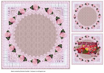 Red Treasure Box with Satin Rose Surround Insert Panels