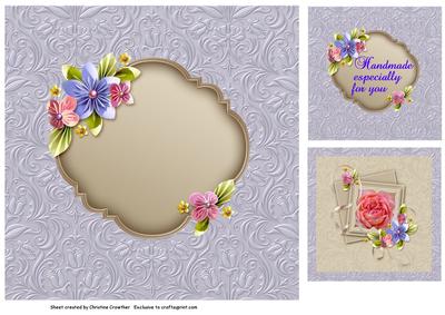 Blushing Rose in Origami Triple Frame Insert Panels