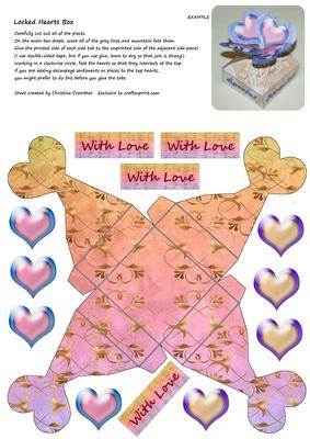 Locked Hearts Box - with Love Golden Metallic Rainbow Pink