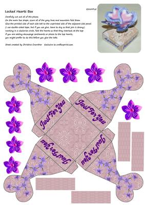 Locked Hearts Box - Purple Flowers Just for You
