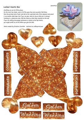 Locked Hearts Box -golden Glitter Wedding Congrats Celebrate