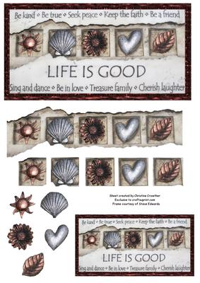 Life is Good - Motto Decoupage Dl Card