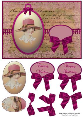 Vintage Locket Oval Pyramid with Decoupage Sentiment