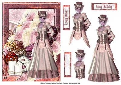Feminine Vintage Steampunk Lady with Feathers