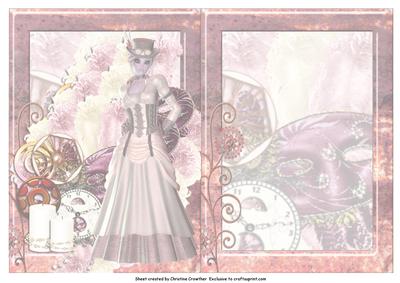 Feminine Vintage Steampunk Lady with Feathers Insert