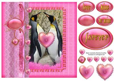 Kissing Penguins in Love - Romance Valentine Anniversary