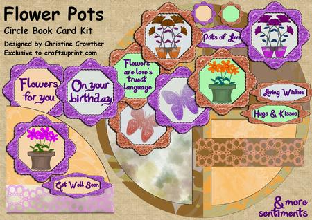 Flower Pots Circle Book Card Kit