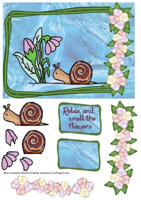 Relax & Smell the Flowers Snail on Blue