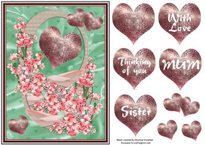 Cherry Blossom and Hearts for Mum Sister with Love