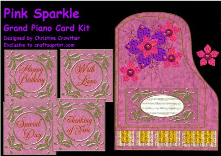 Pink Sparkle Grand Piano Card Kit
