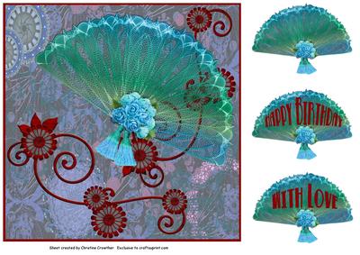 Feminine Steampunk Lace Fan Birthday with Love