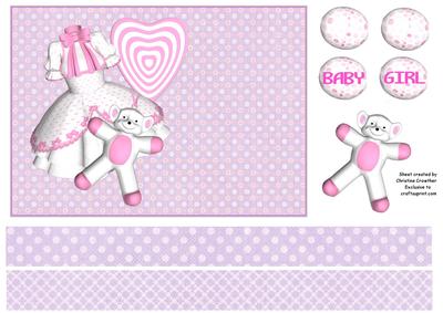 Baby Girl Zigzag Flower Card