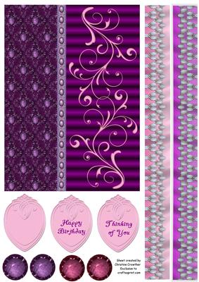 Purple Bling Zigzag Flower Card