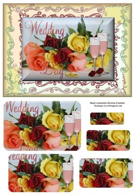 Wedding Day Roses on Swirly Background
