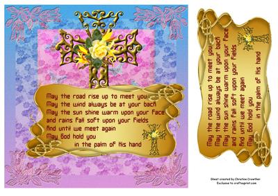 Irish Blessing with Flowered Cross