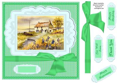 Seaside Cottage Green - Birthday Thanks Get Well Retirement